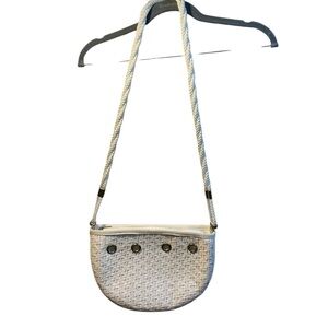 Women’s Vintage White Natural Material Shoulder Crossbody Handbag made in Italy